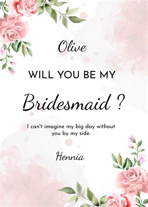 create will you be my bridesmaid card online|Free printable Be My Bridesmaid invitation templates.